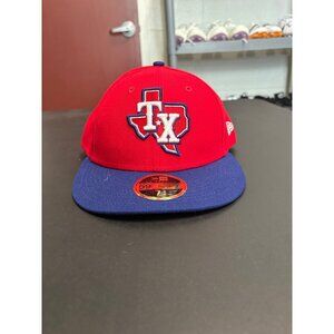 New Era low profile Texas rangers hat blue red state size 7 3/4 fitted cap